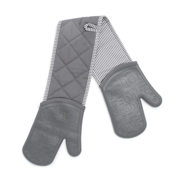 BRAND NEW Food network Striped Silicone Oven Mitt Gray