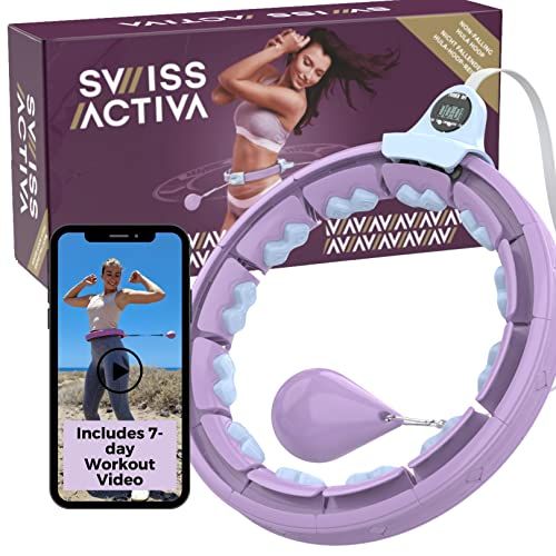 Swiss Activa+ Smart Hula Hoop with Counter - 60-112cm Hula Hoop That Never Fall - Smart Hoop - Fitness Hula Hoop with Weight - Fitness Hoop Hula Hoop with Ball - Smart Hoola Hoop