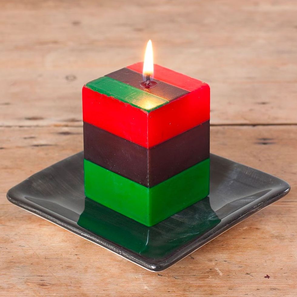 Kwanzaa Striped Cube Candle