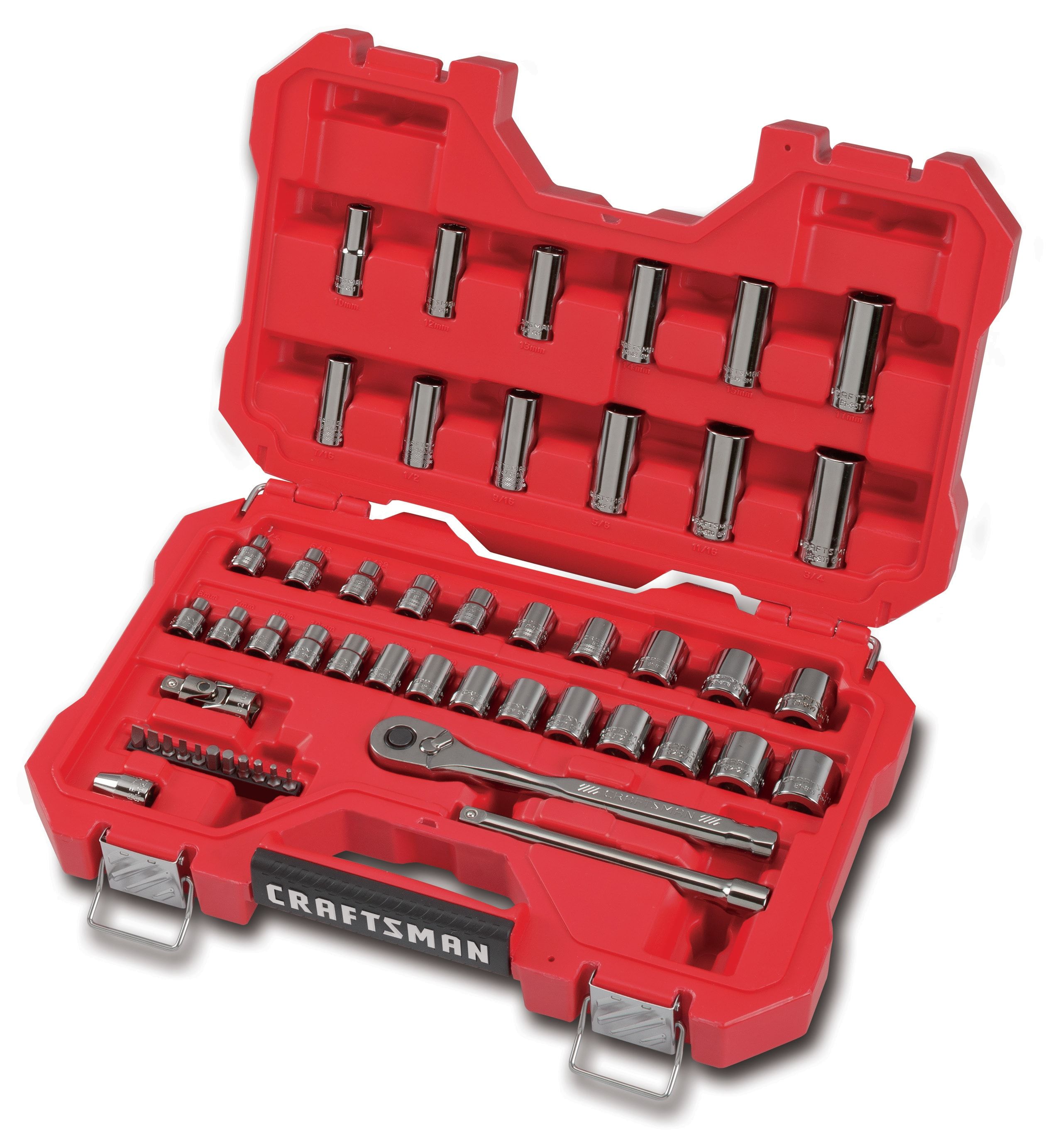 A standard 51-piece mechanic's tool kit
