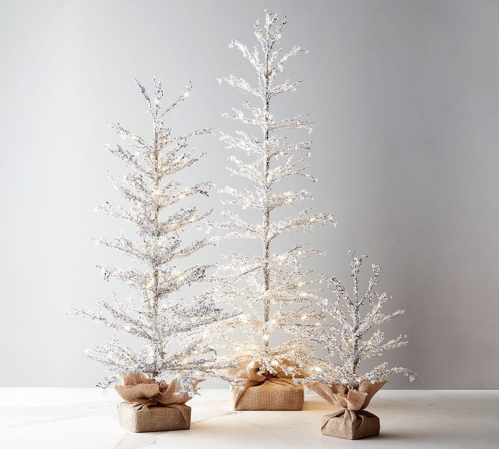 Lit Snowy Crystal Trees