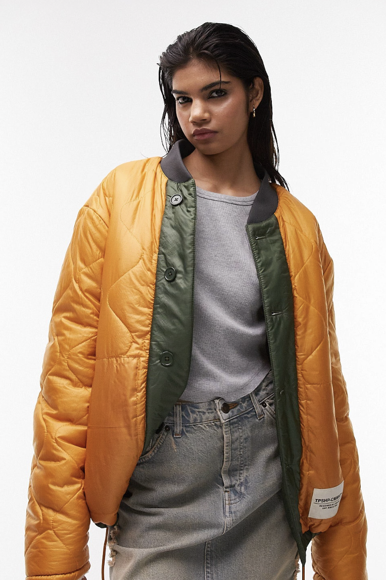 Quilted Liner Jacket with Reversible Borg
