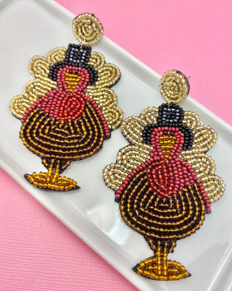 Thanksgiving Turkey Beaded Earrings