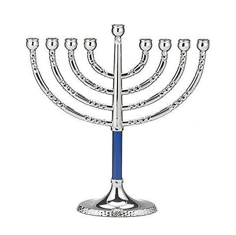 Classic Chanukah Menorah with Hammered Accents