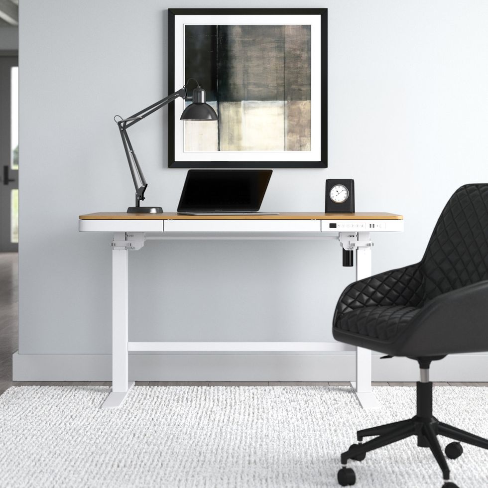 BestOffice Adjustable standing desk, 47-inch computer desk height  converter, laptop sitting and standing desk dual monitors, Black 
