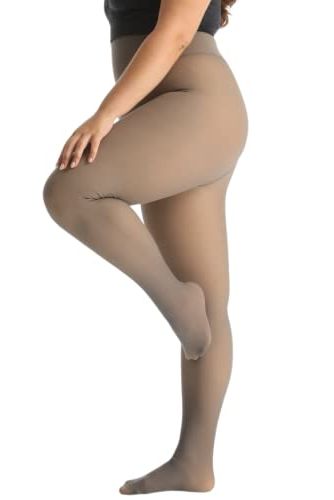  Womens Fleece Lined Tights Fake Translucent Pantyhose  Thermal Opaque High Waisted Warm Legging Pants Footed Sheer Tights 220g  Fake Translucent Coffee L/XL