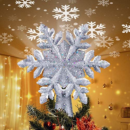 White Tree Topper / Christmas White Decorative Bow / Snowflakes