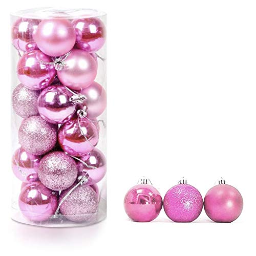 Pink Shatterproof Christmas Tree Pendants 