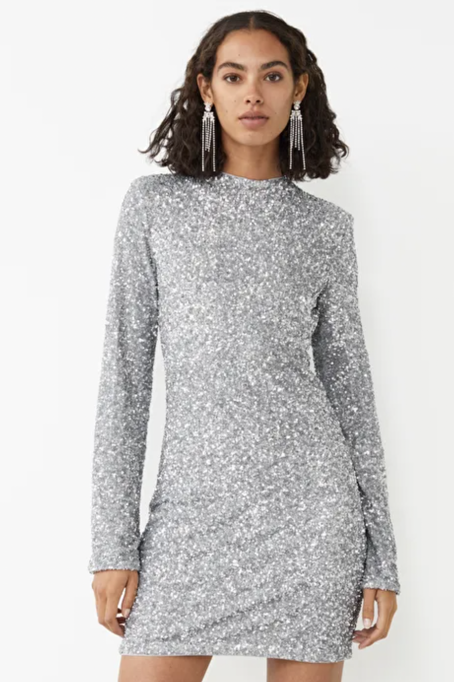 & Other Stories Fitted Sequin Mini Dress