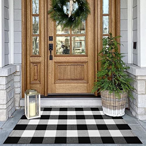 Buffalo Plaid Rug, Outdoor Rug Front Door Decorative Mat, Hand