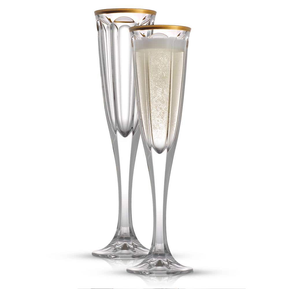 Gold Rim Crystal Champagne Flutes
