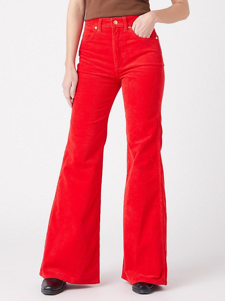 Elise Red Wide Leg Corduroy Pants - FINAL FEW - FINAL SALE – DM Fashion