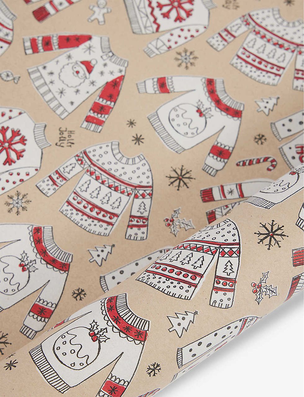 Doodles jumper-print recycled wrapping paper