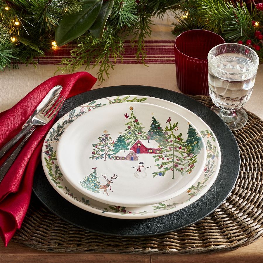 Christmas in the Country 12-Piece Stoneware Dinnerware Set