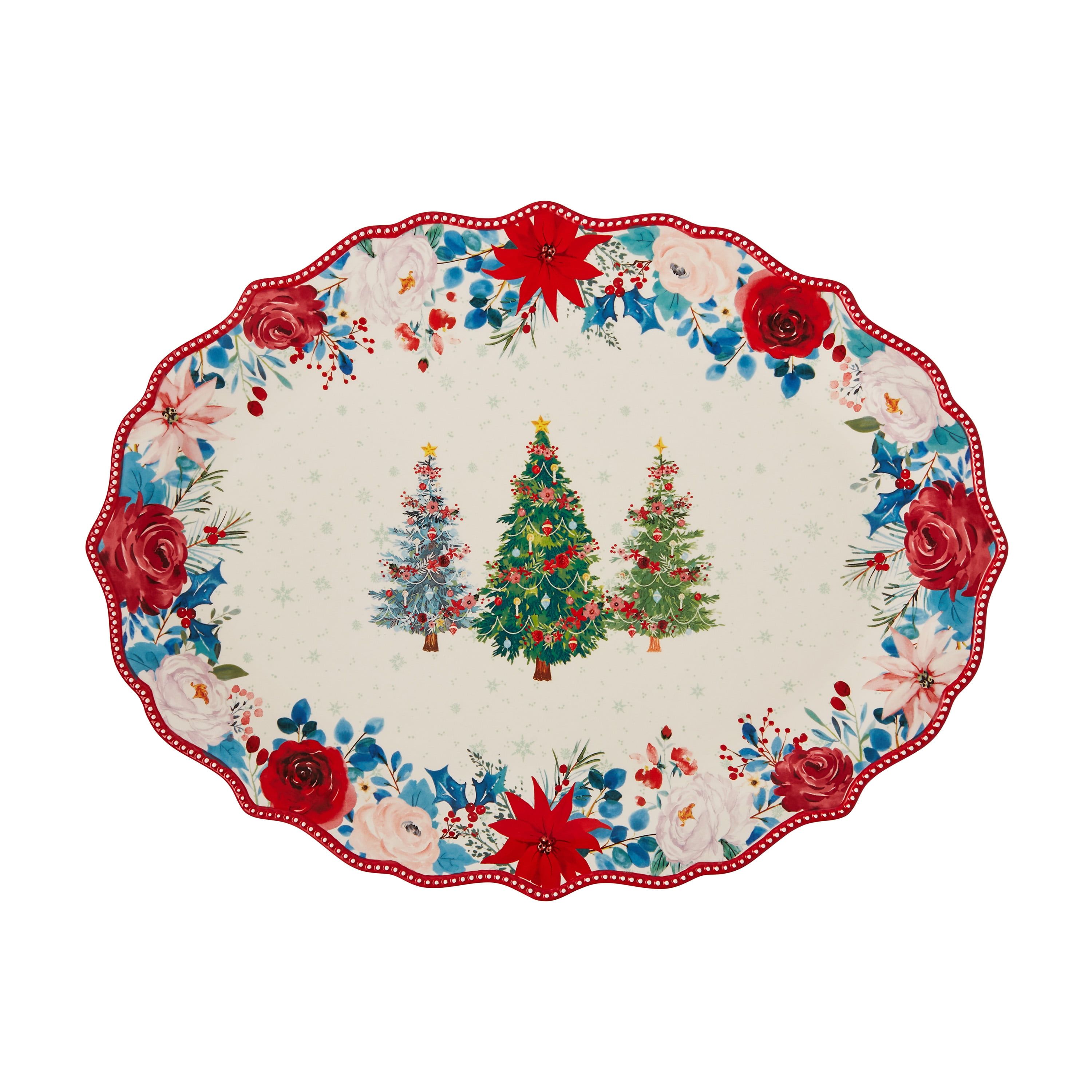 The Pioneer Woman Wishful Winter 21-Inch Ceramic Oval Serving Platter