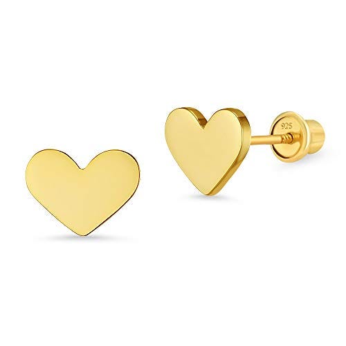 14k Gold Plated Brass Heart Screwback Earrings