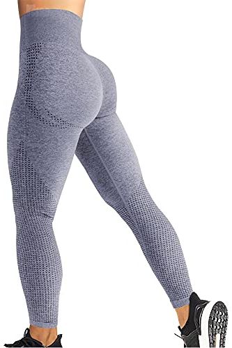 Women's High Waisted Butt Lifting Leggings Gym Fitness Tights Tummy Control Workout  Yoga Pants,Gray,L : : Home
