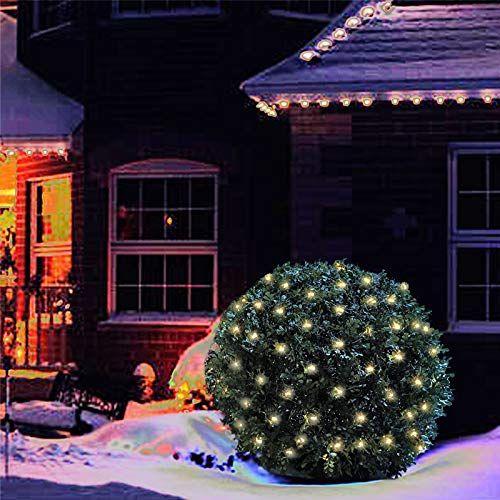 Lomotech 12ft x 5ft 360 LED Christmas Net Lights, 8 Modes Waterproof with  Timer Low Voltage Connectable Mesh Lights for Trees, Bushes, Shurb, Garden,  Outdoor Decoration(Green Wire, Blue) 