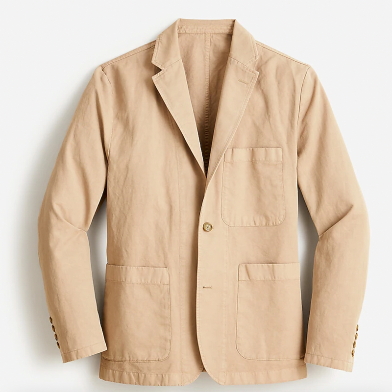 Garment-Dyed Cotton-Linen Chino Suit Jacket