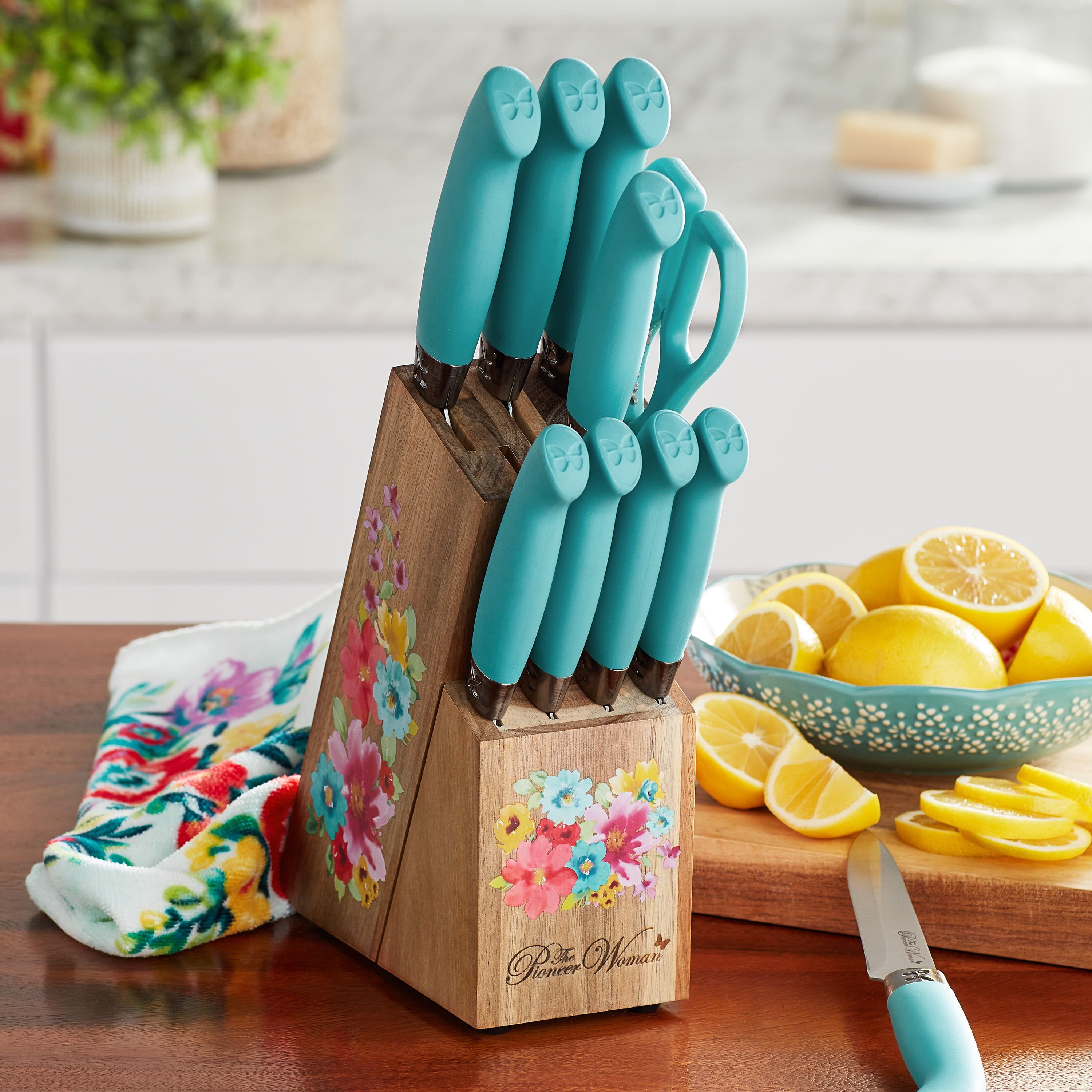 The Pioneer Woman Breezy Blossoms 11-Piece Stainless Steel Knife Block Set