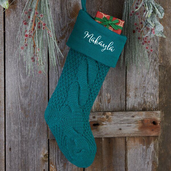 Teal Cozy Cable Personalized Stocking
