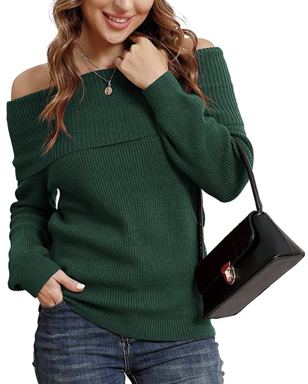 Off-Shoulder Knit Sweater