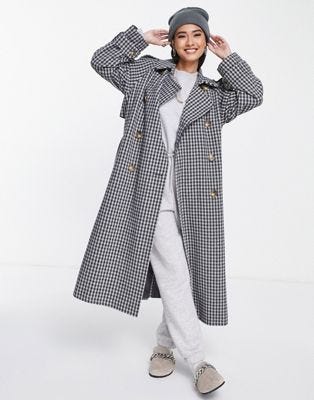 Smart Heritage Check Oversized Coat