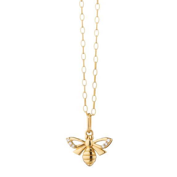 The “Bee” Charm or Necklace in 18K Gold with Diamonds
