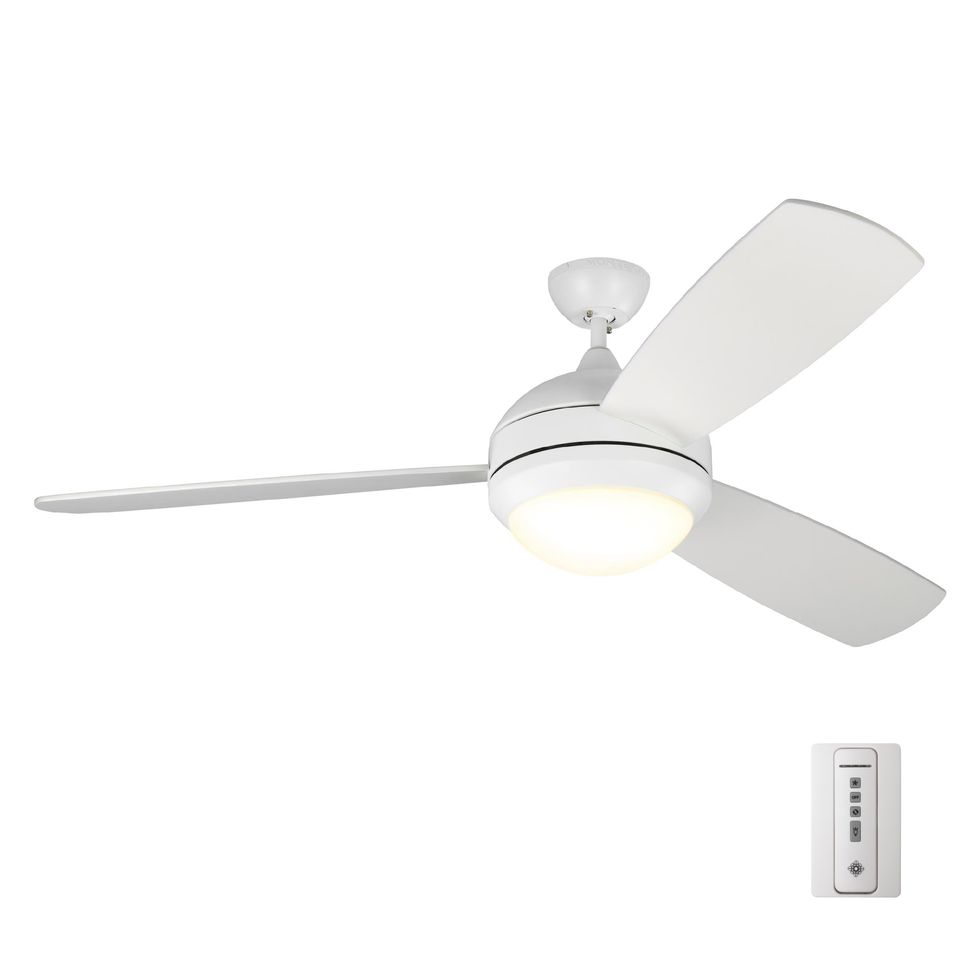 Discus 58-Inch Matte White LED Indoor/Outdoor Ceiling Fan With Light Remote