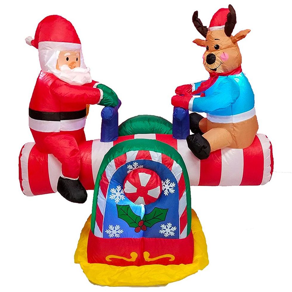 Santa Claus and Reindeer on Teeter Totter (4 Feet)