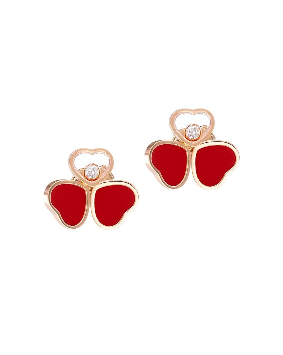 Happy Hearts Wings 18K Rose Gold & Diamond Stud Earrings