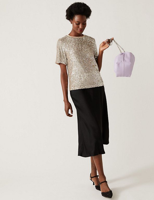 Gold skirt outlet m&s