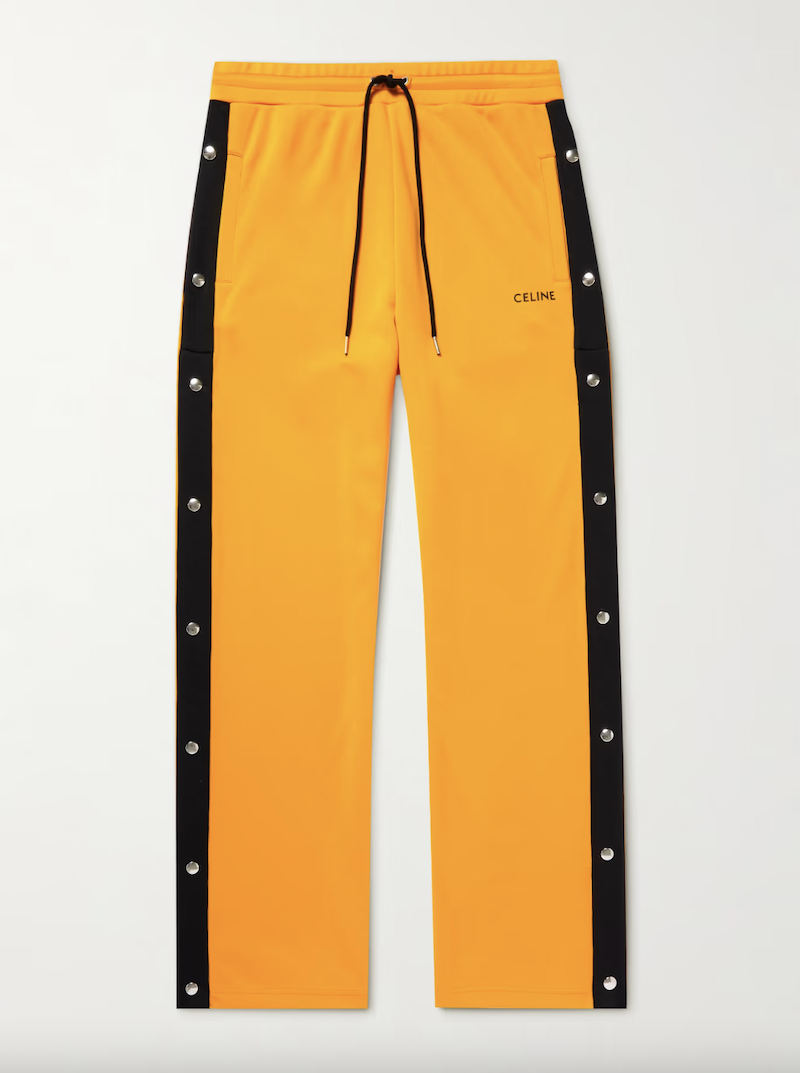 Button-Detailed Striped Jersey Track Pants