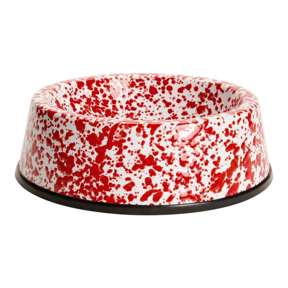 Crow Canyon Home Splatterware, Large Pet Bowl in Red & White