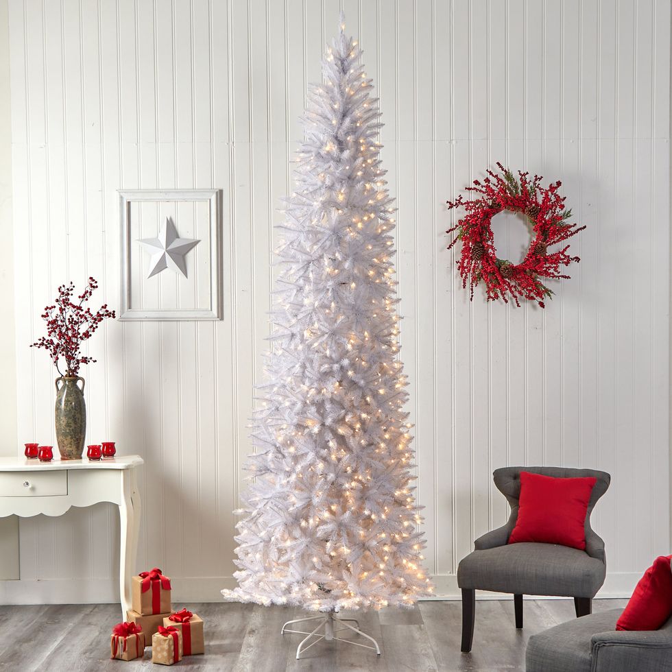 Lighted White Christmas Tree