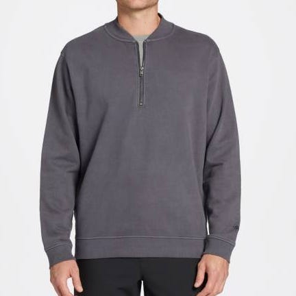 Washed Terry Half-Zip Bomber Jacket