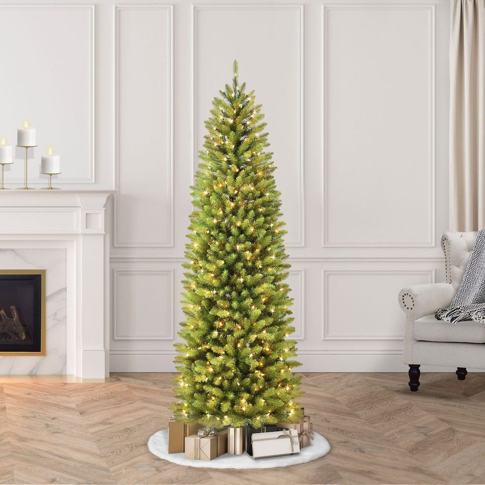 7.5 ft Pre-Lit Fraser Fir Pencil Artificial Christmas Tree with 350 UL Listed Clear Lights