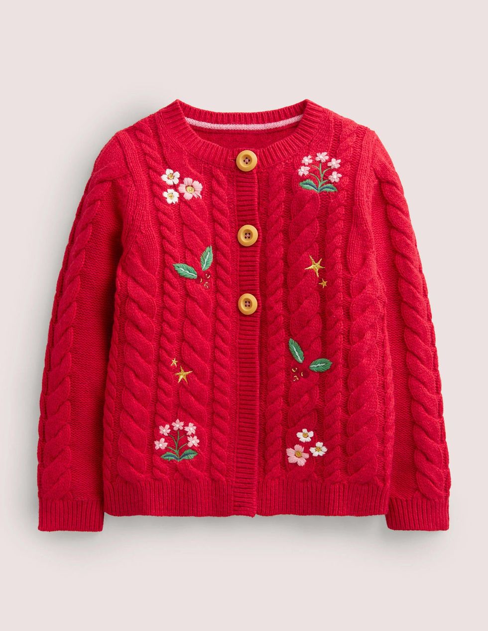 Cable Cardigan - Rockabilly Red Embroidery