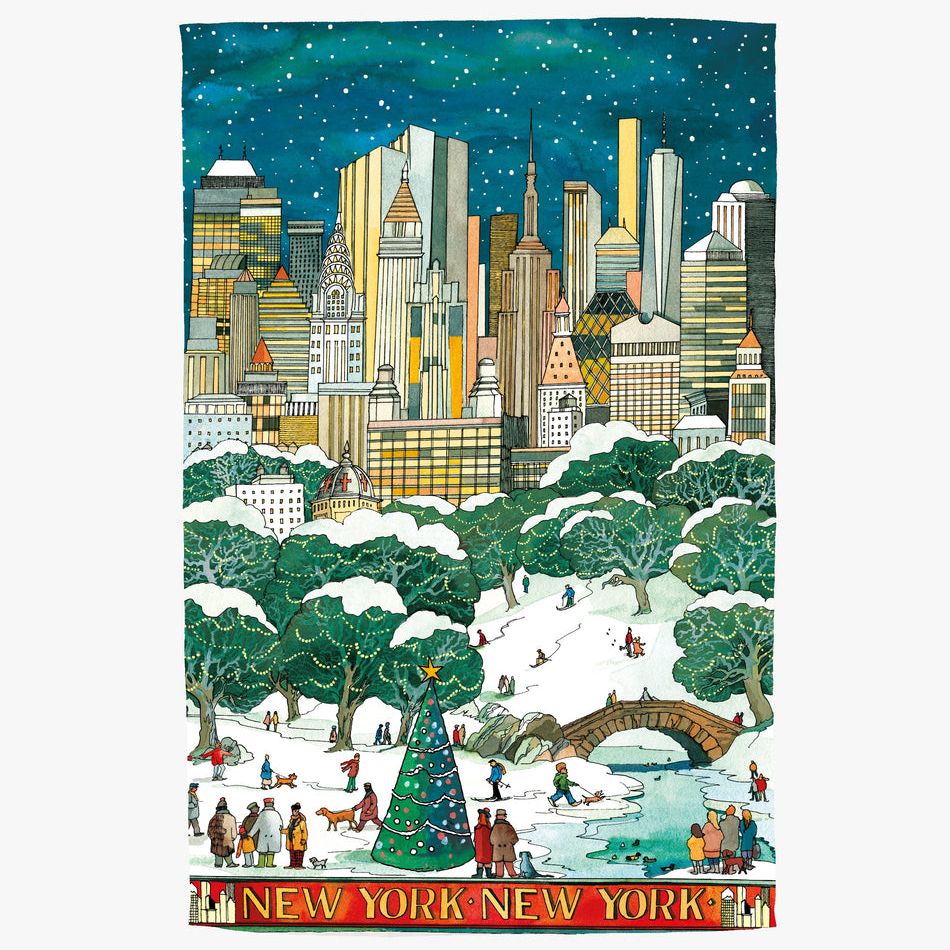 New York At Christmas Tea Towel