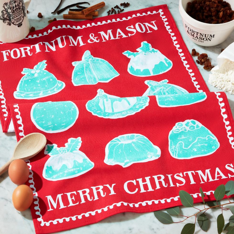 Christmas Pudding Tea Towel, Red