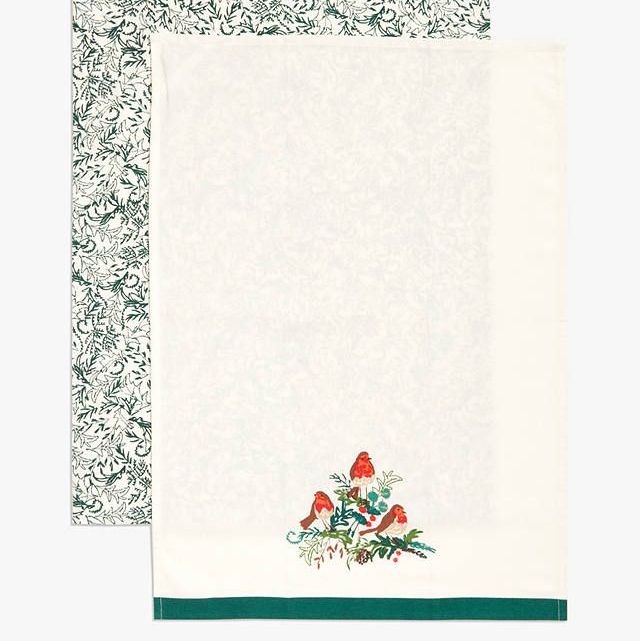 Christmas Robin Cotton Tea Towels, Pack of 2, Multi
