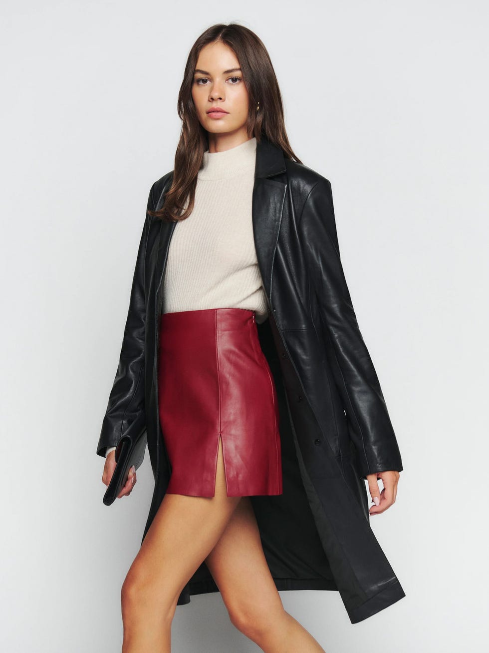 Veda Crosby 90s Longline Leather Blazer 