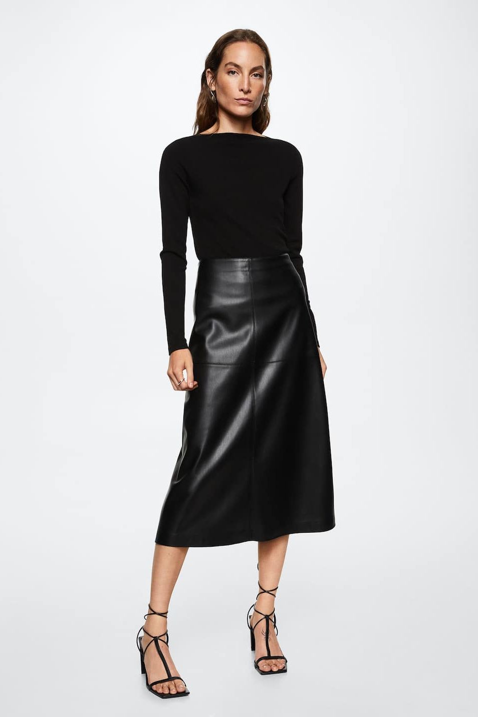 Faux-leather skirt
