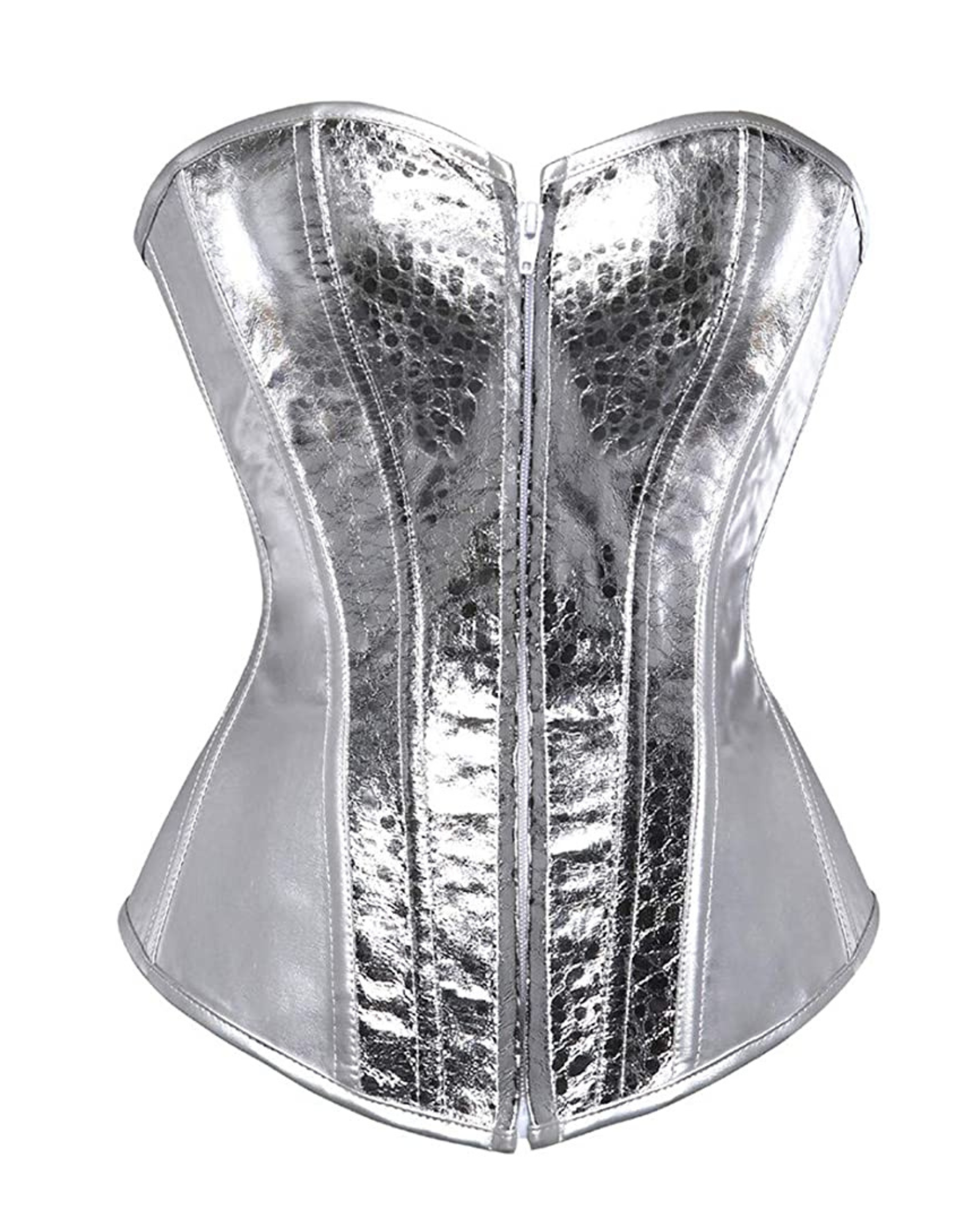 Silver Faux Leather Corset  