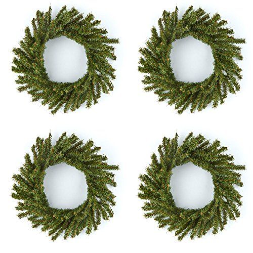 Set of 4 Artificial Holiday Pine Wreaths (12 Inch) 