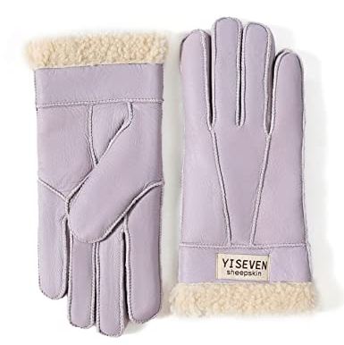 YISEVEN Sheepskin Shearling Leather Gloves 