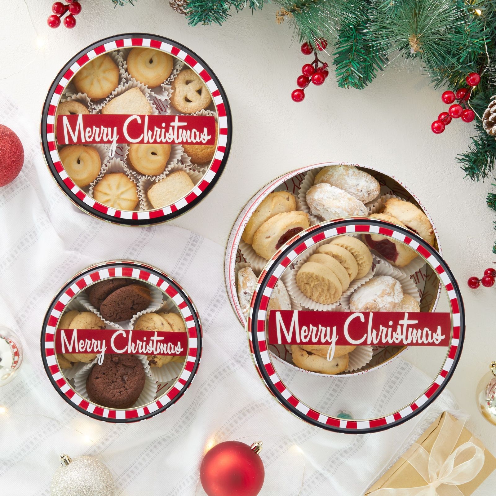 Set of 3 Merry Christmas Cookie Tins