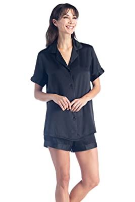 Ekouaer Womens Satin Silky Pajama Set Short Sleeve Shirt with Long Pajama  Pant Set Soft PJ Loungewear : : Clothing, Shoes & Accessories