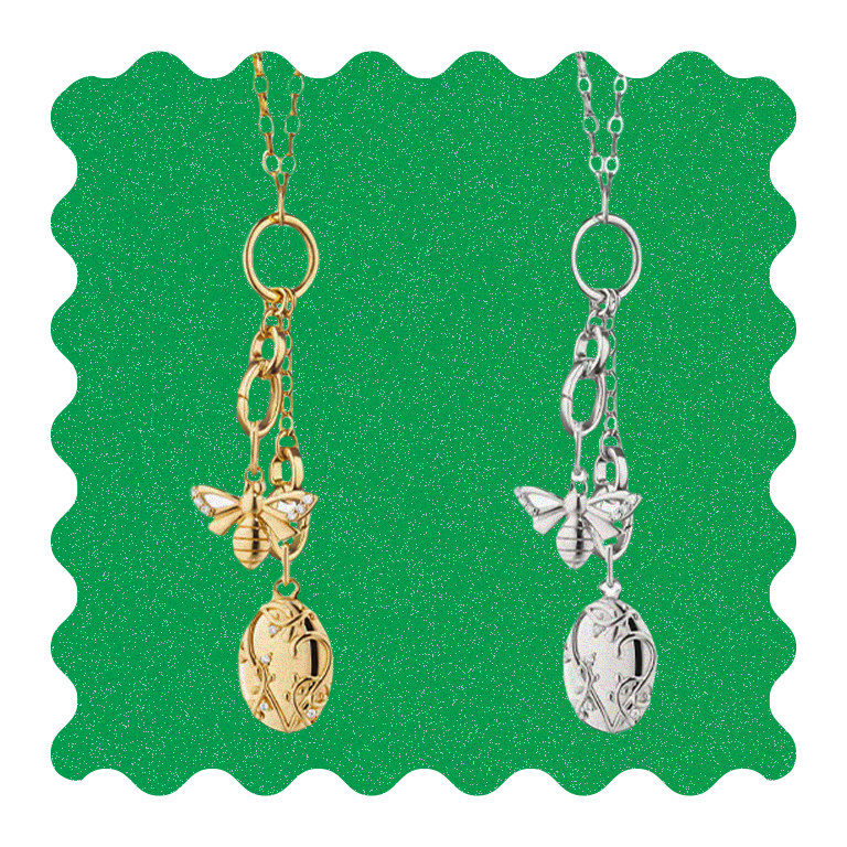 Wisteria Locket and Bee Charm Necklace