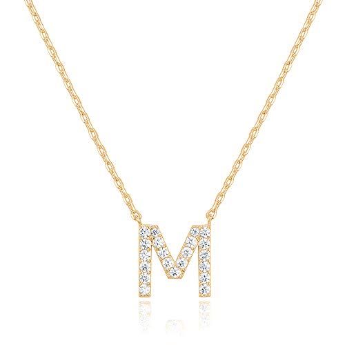 PAVOI 14K Yellow Gold Plated Cubic Zirconia Initial Necklace